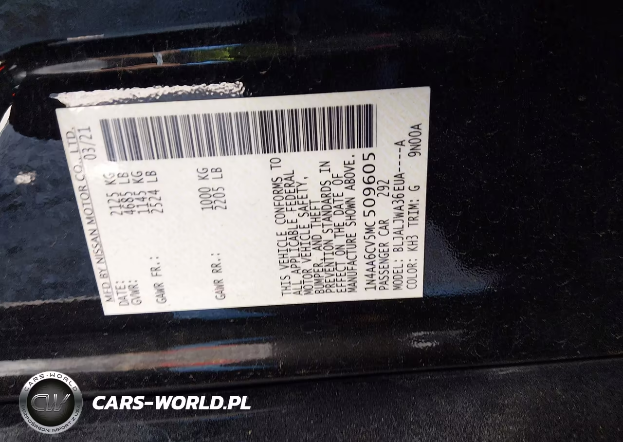 2021 Nissan Maxima Sv Xtronic Cvt VIN:1N4AA6CV5MC509605 - 9