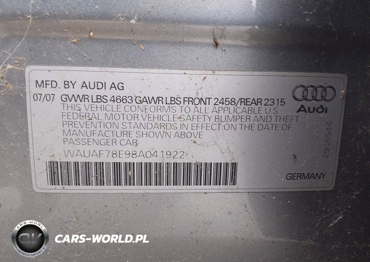 2008 Audi A4 2.0T VIN:WAUAF78E98A041922 - 9