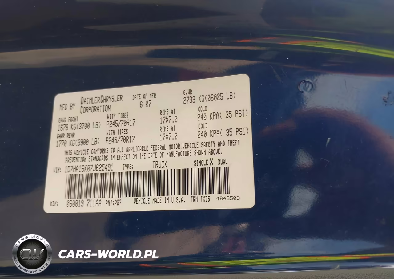 2007 Dodge Ram 1500 St VIN:1D7HA16K07J625491 - 9