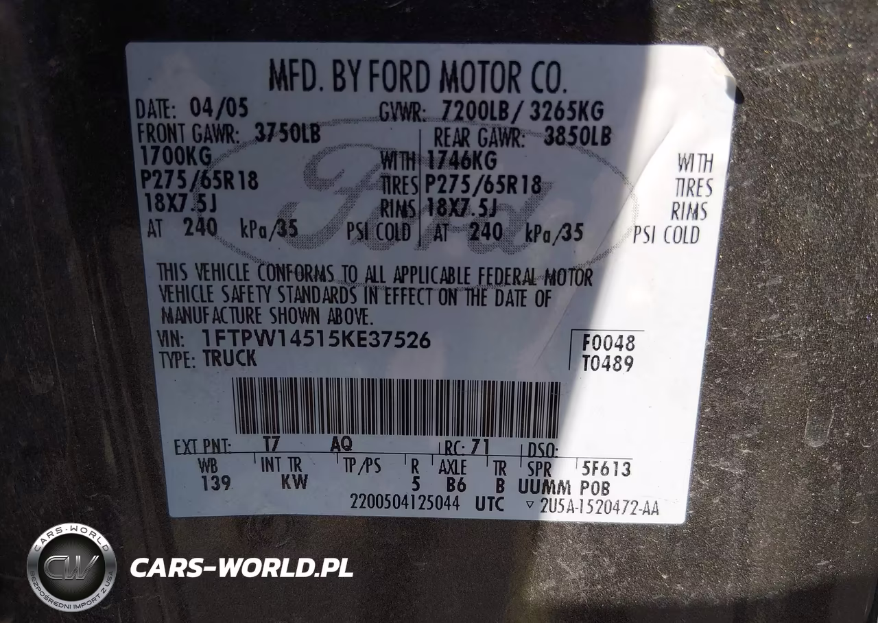 2005 Ford F-150 Fx4-Lariat-Xlt VIN:1FTPW14515KE37526 - 9