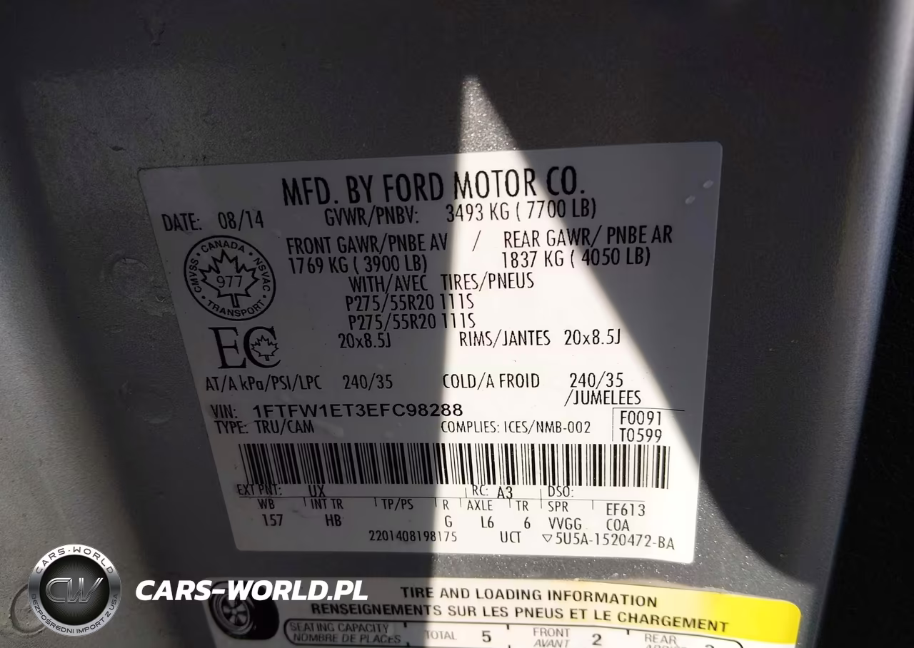 2014 Ford F-150 Lariat VIN:1FTFW1ET3EFC98288 - 9