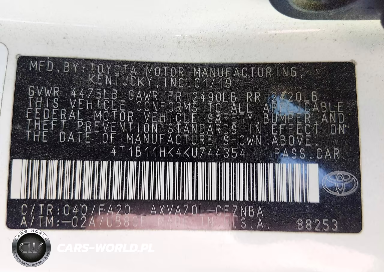 2019 Toyota Camry Le VIN:4T1B11HK4KU744354 - 9