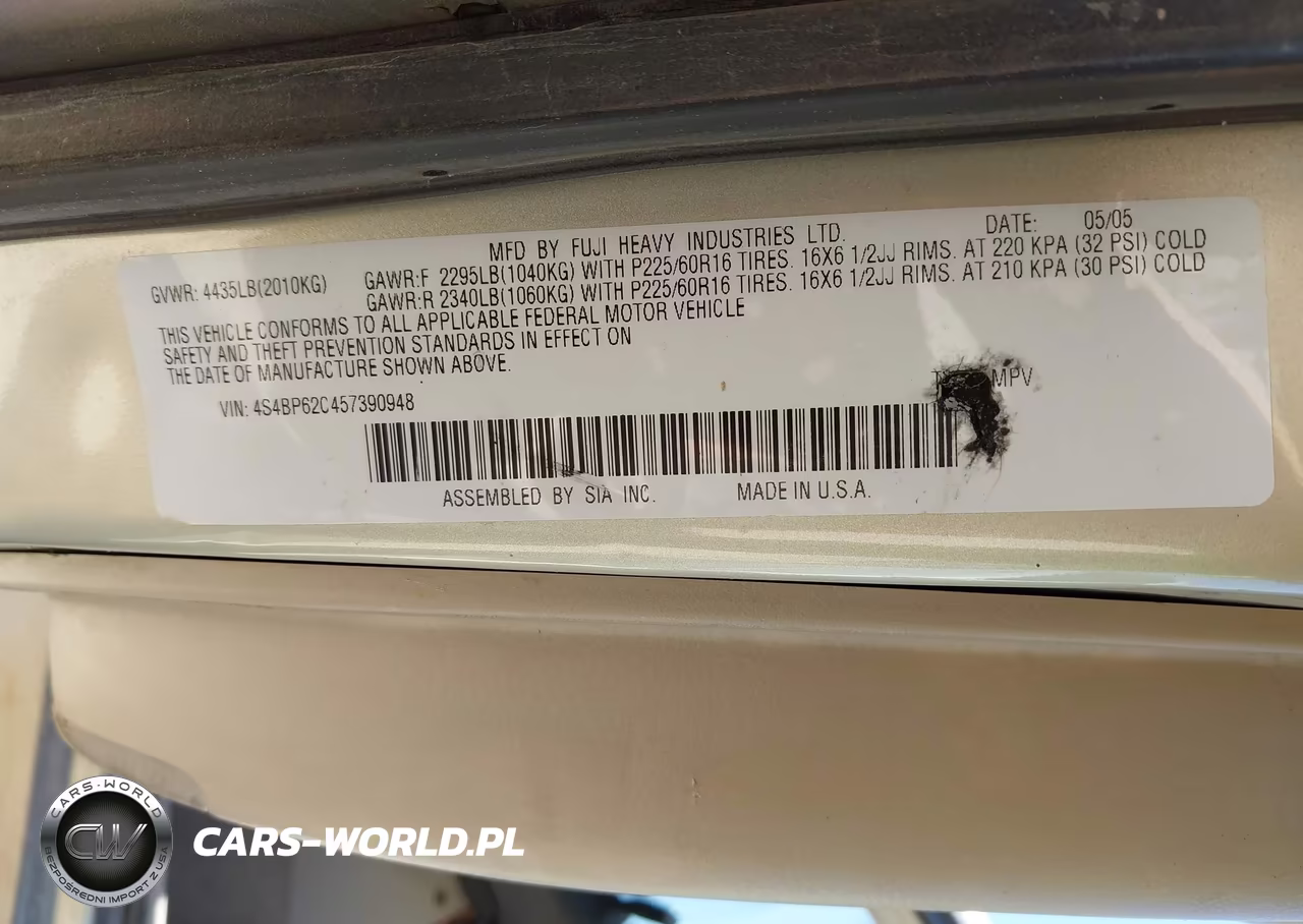 2005 Subaru Outback 2.5I Limited VIN:4S4BP62C457390948 - 9
