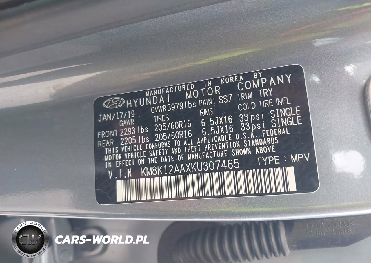 2019 Hyundai Kona Se VIN:KM8K12AAXKU307465 - 9