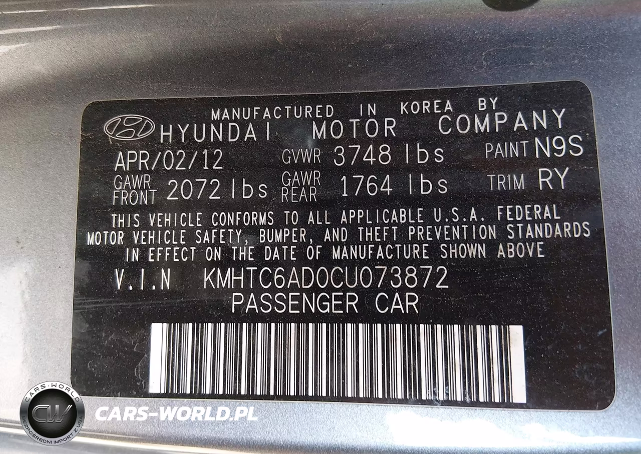 2012 Hyundai Veloster Base W-Black VIN:KMHTC6AD0CU073872 - 9