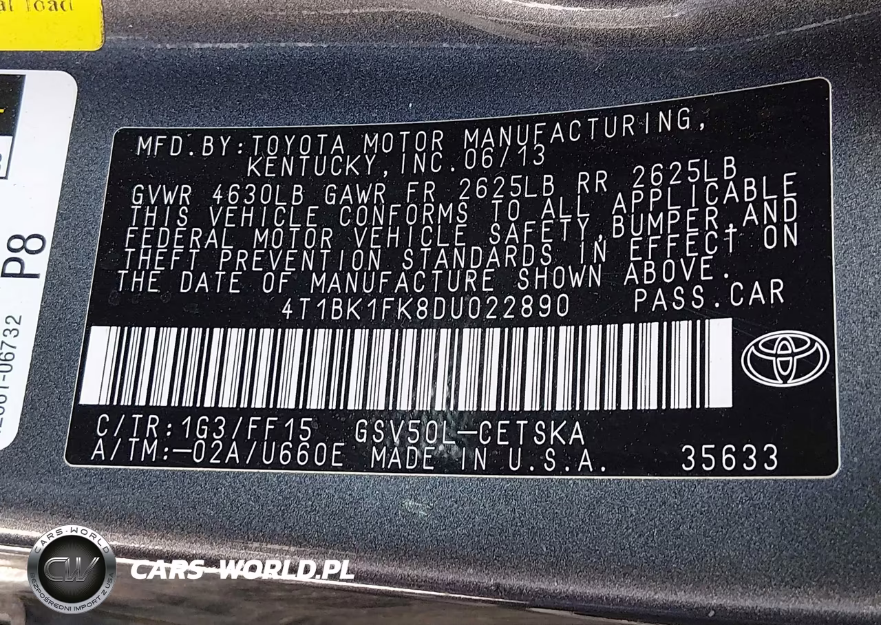 2013 Toyota Camry Se V6 VIN:4T1BK1FK8DU022890 - 9