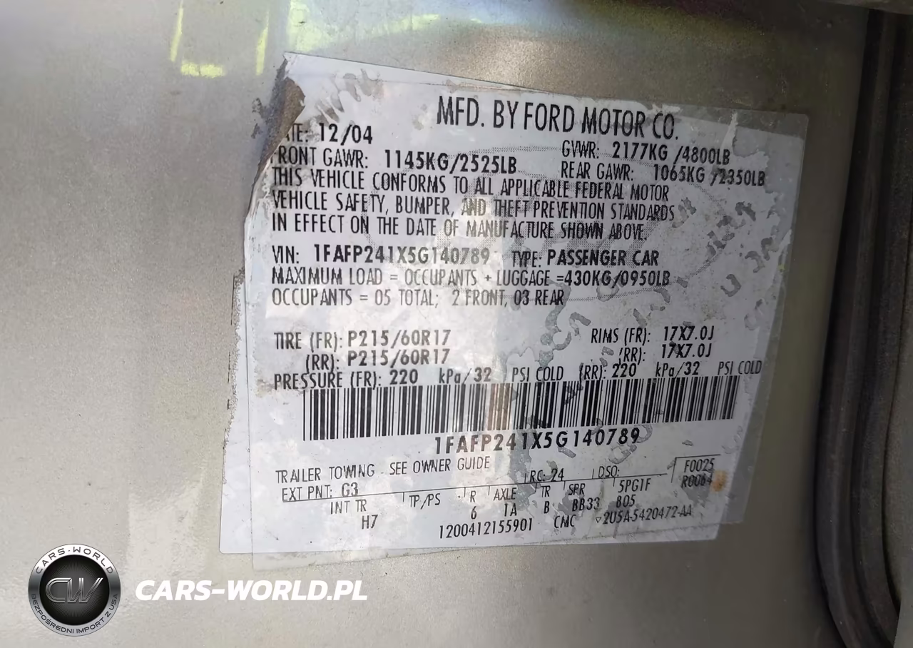 2005 Ford Five Hundred Sel VIN:1FAFP241X5G140789 - 9