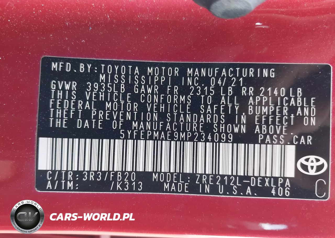 2021 Toyota Corolla Le VIN:5YFEPMAE9MP234099 - 9