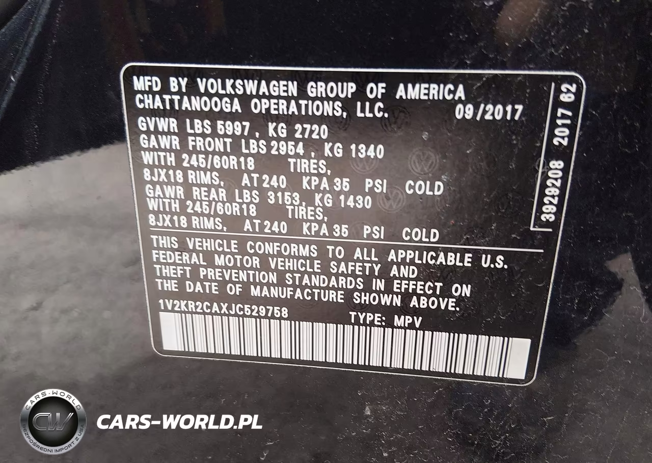 2018 Volkswagen Atlas 3.6L V6 Se VIN:1V2KR2CAXJC529758 - 9