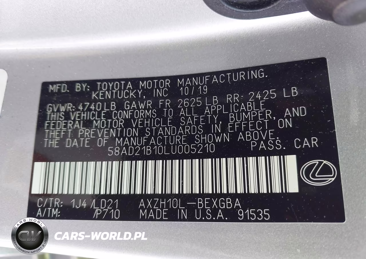 2020 Lexus Es 300H VIN:58AD21B10LU005210 - 9