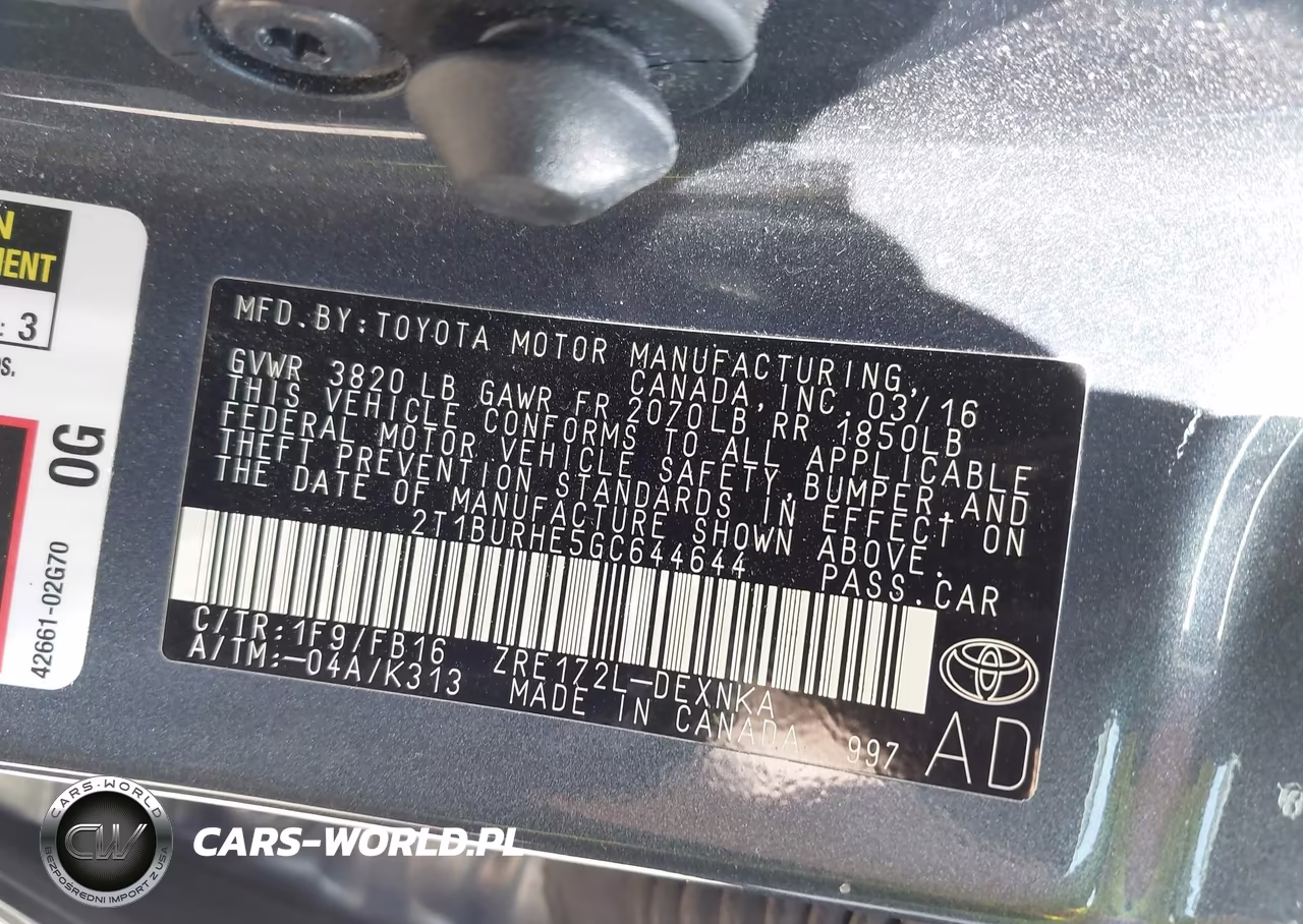 2016 Toyota Corolla Le VIN:2T1BURHE5GC644644 - 9