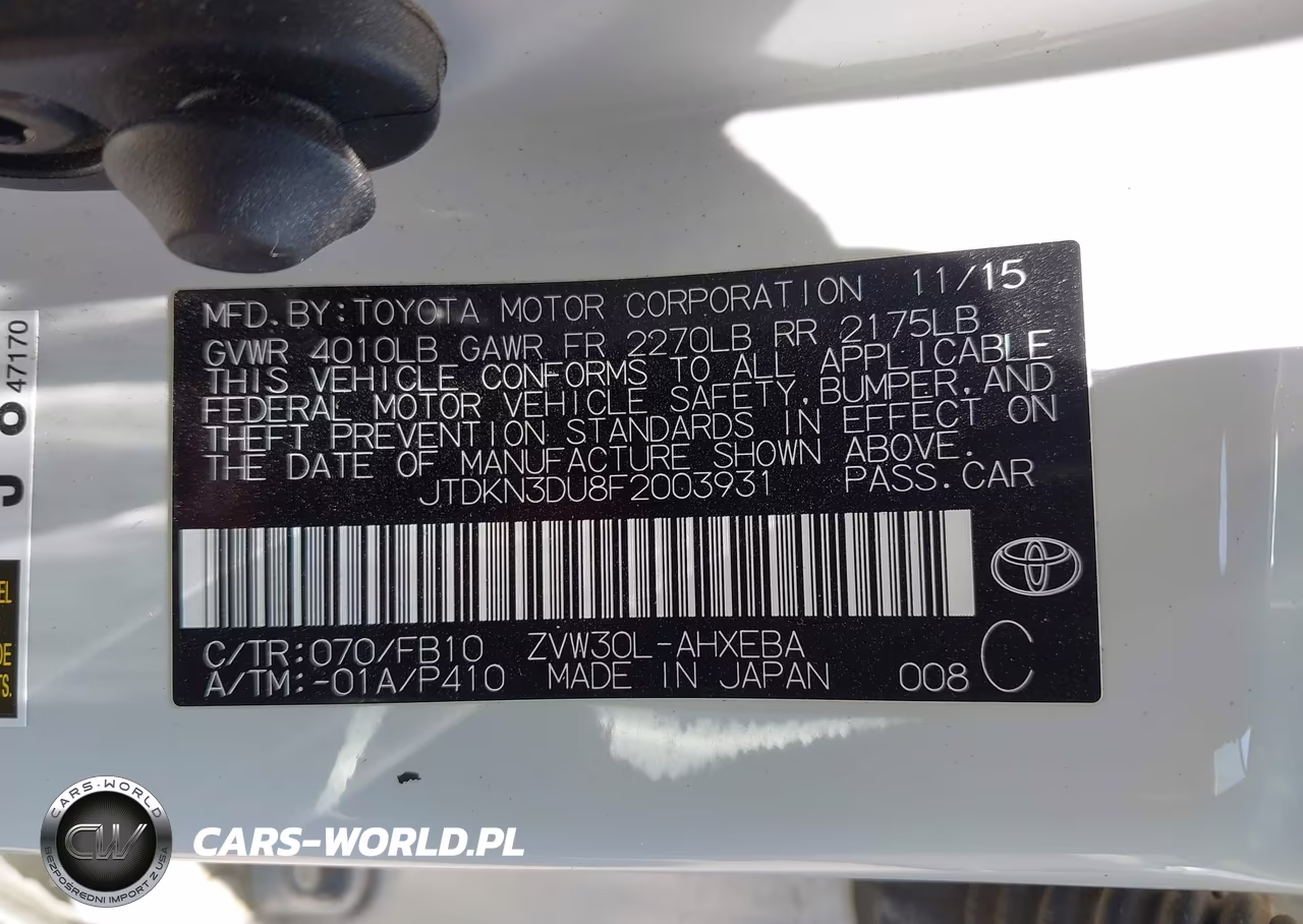 2015 Toyota Prius Two VIN:JTDKN3DU8F2003931 - 9
