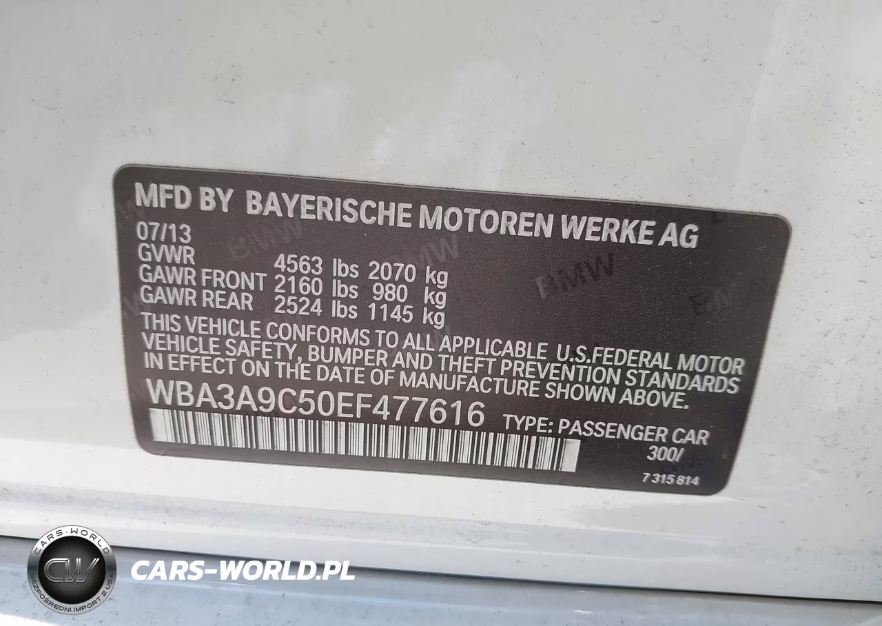 2014 BMW 335I VIN:WBA3A9C50EF477616 - 9