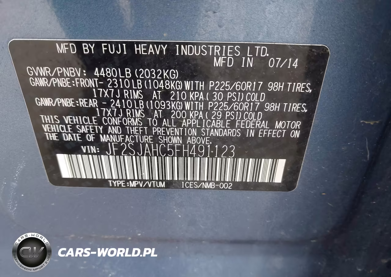 2015 Subaru Forester 2.5I Limited VIN:JF2SJAHC5FH491123 - 9