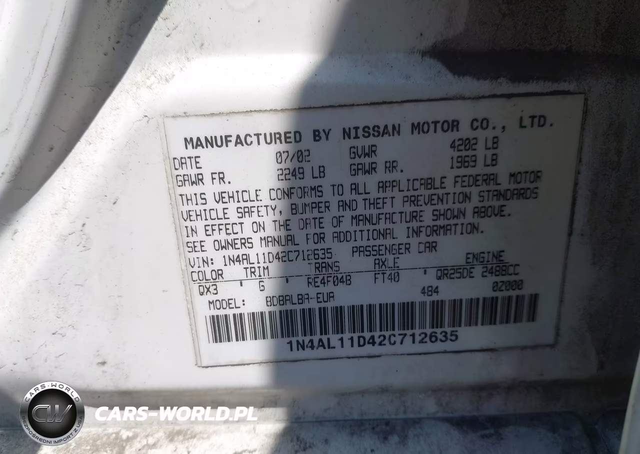 2002 Nissan Altima 2.5 S VIN:1N4AL11D42C712635 - 9