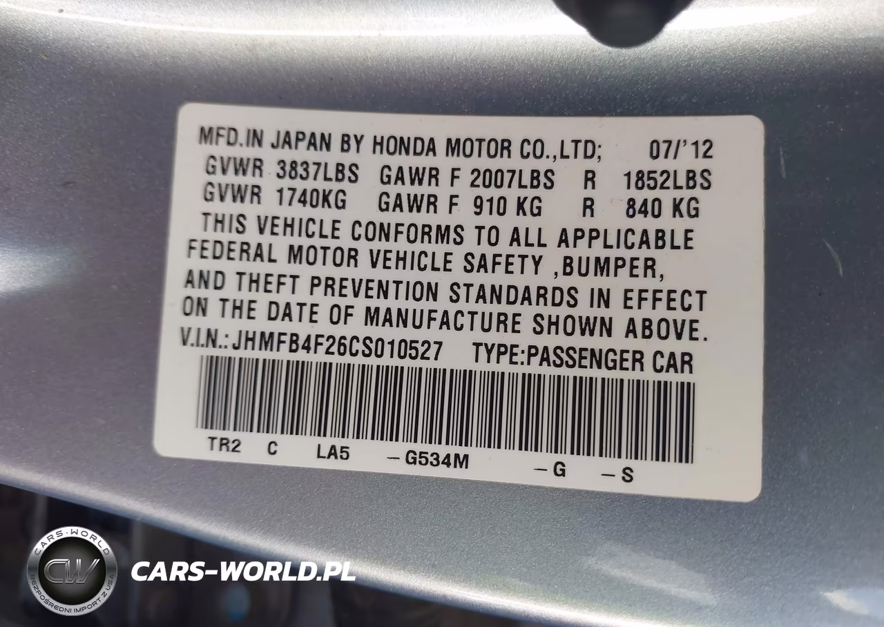 2012 Honda Civic Hybrid VIN:JHMFB4F26CS010527 - 9