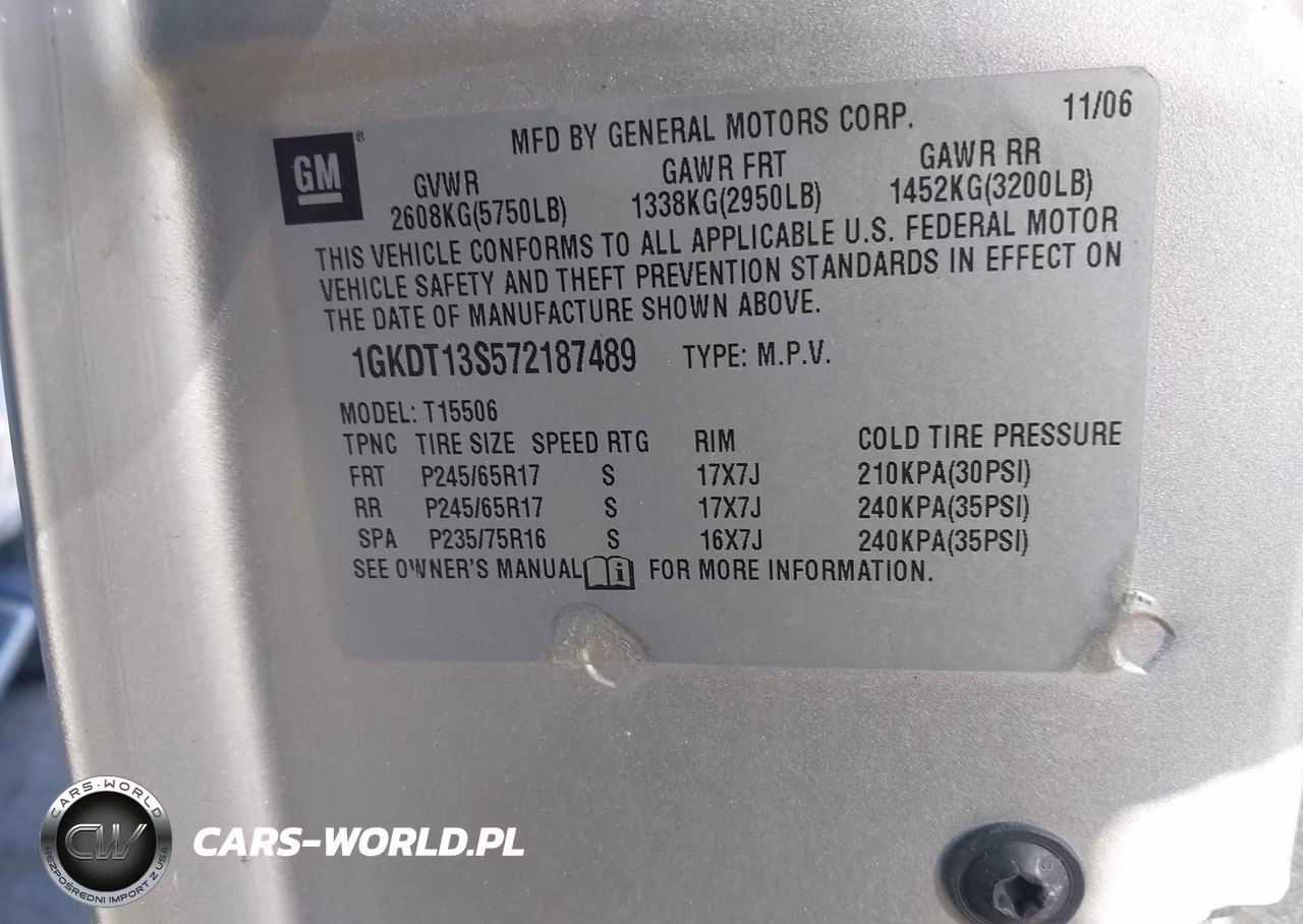 2007 GMC Envoy Sle VIN:1GKDT13S572187489 - 9