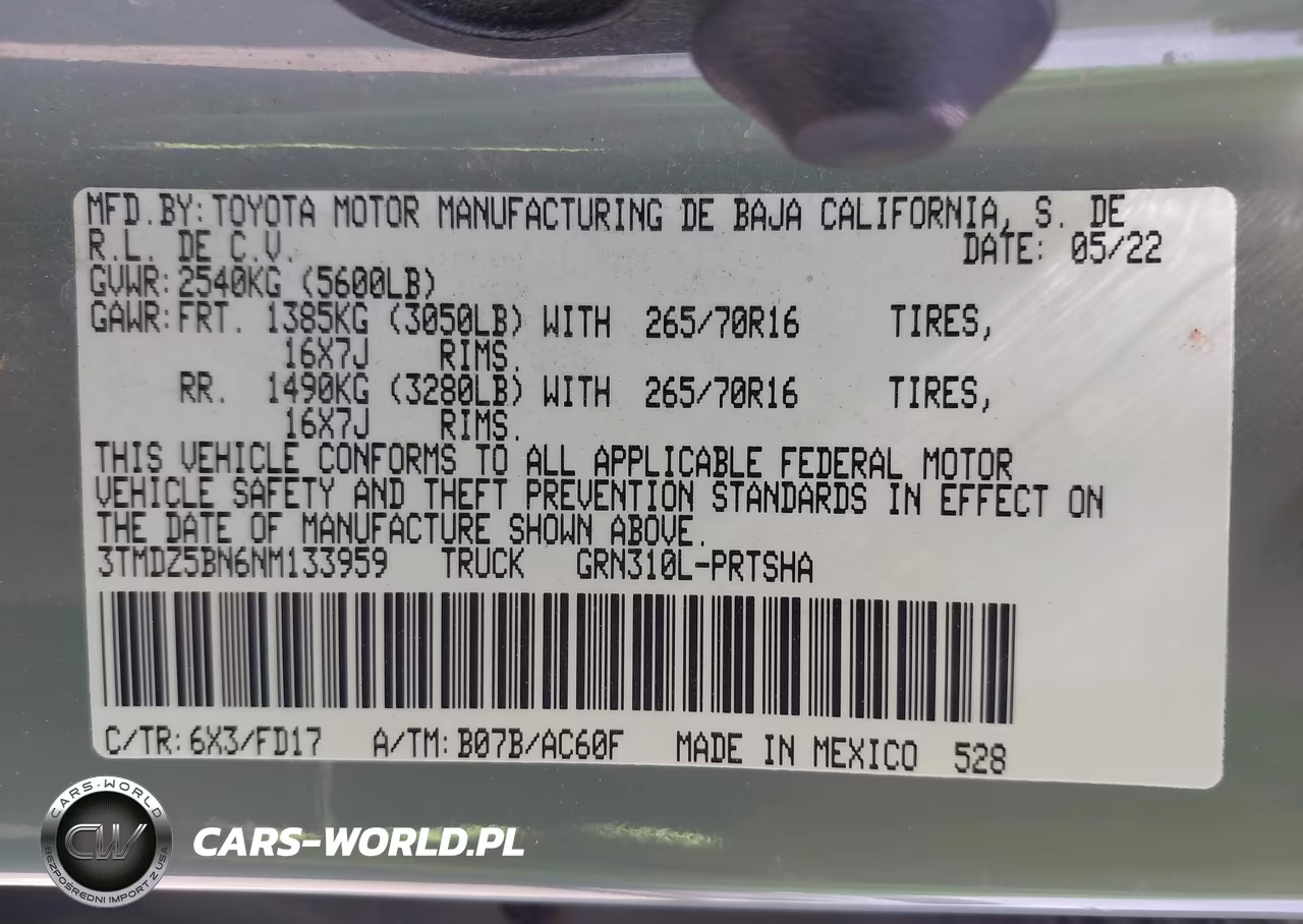 2022 Toyota Tacoma Trd Off Road VIN:3TMDZ5BN6NM133959 - 9