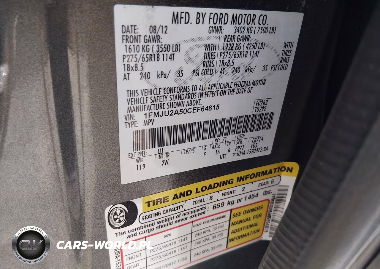 2012 Ford Expedition Limited VIN:1FMJU2A50CEF64815 - 9