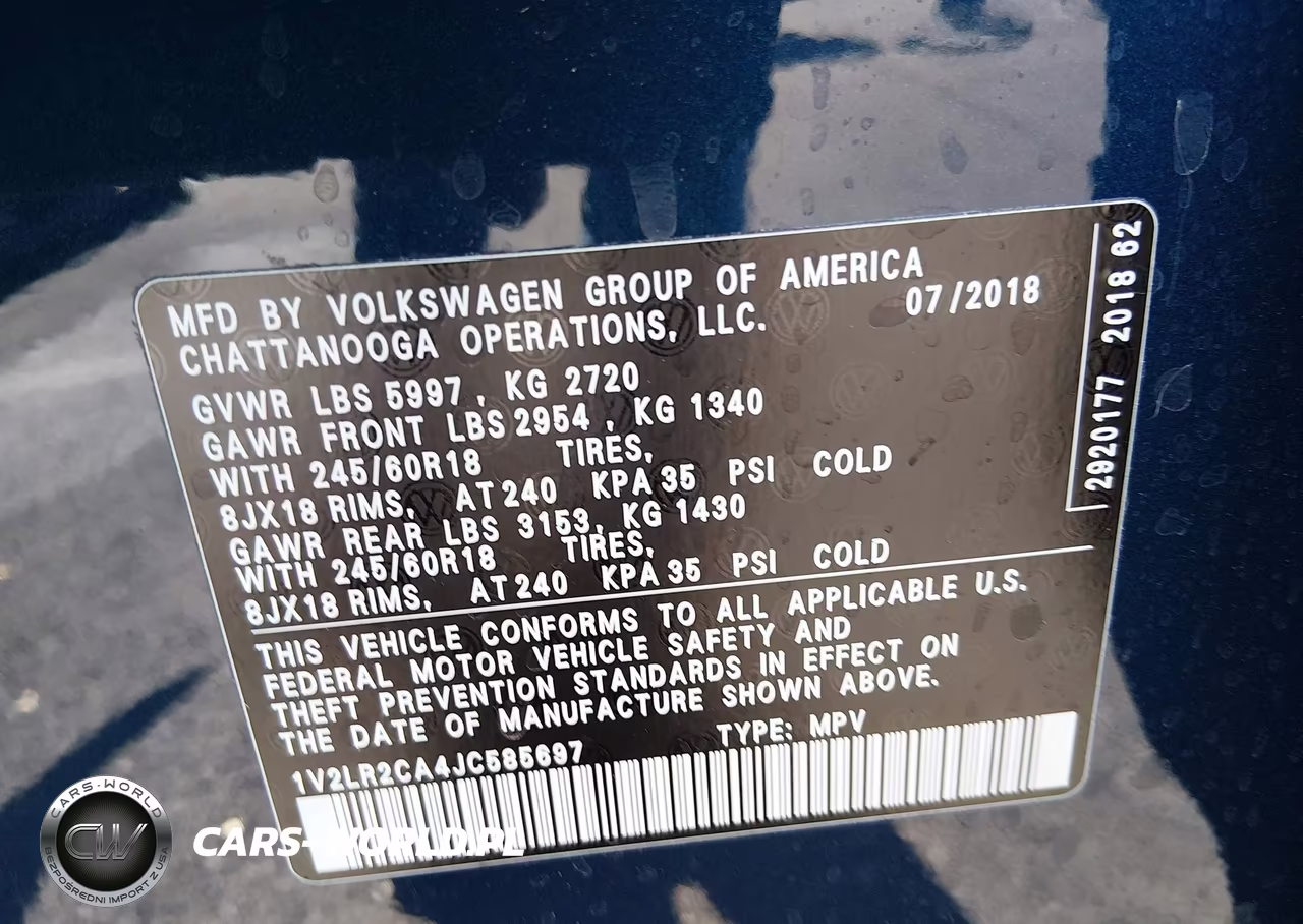 2018 Volkswagen Atlas 3.6L V6 Se-3.6L V6 Se W-Technology VIN:1V2LR2CA4JC585697 - 9