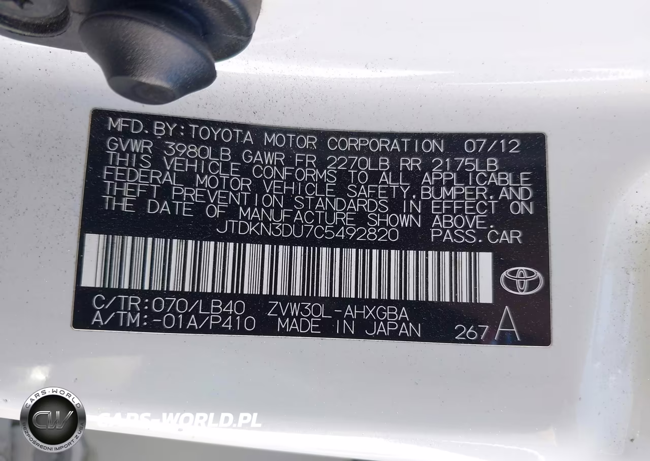 2012 Toyota Prius Four VIN:JTDKN3DU7C5492820 - 9
