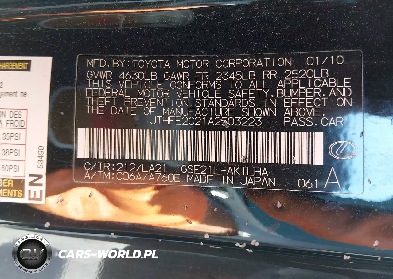 2010 Lexus Is 350C VIN:JTHFE2C21A2503223 - 9