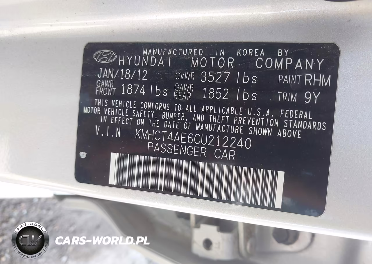 2012 Hyundai Accent Gls VIN:KMHCT4AE6CU212240 - 9