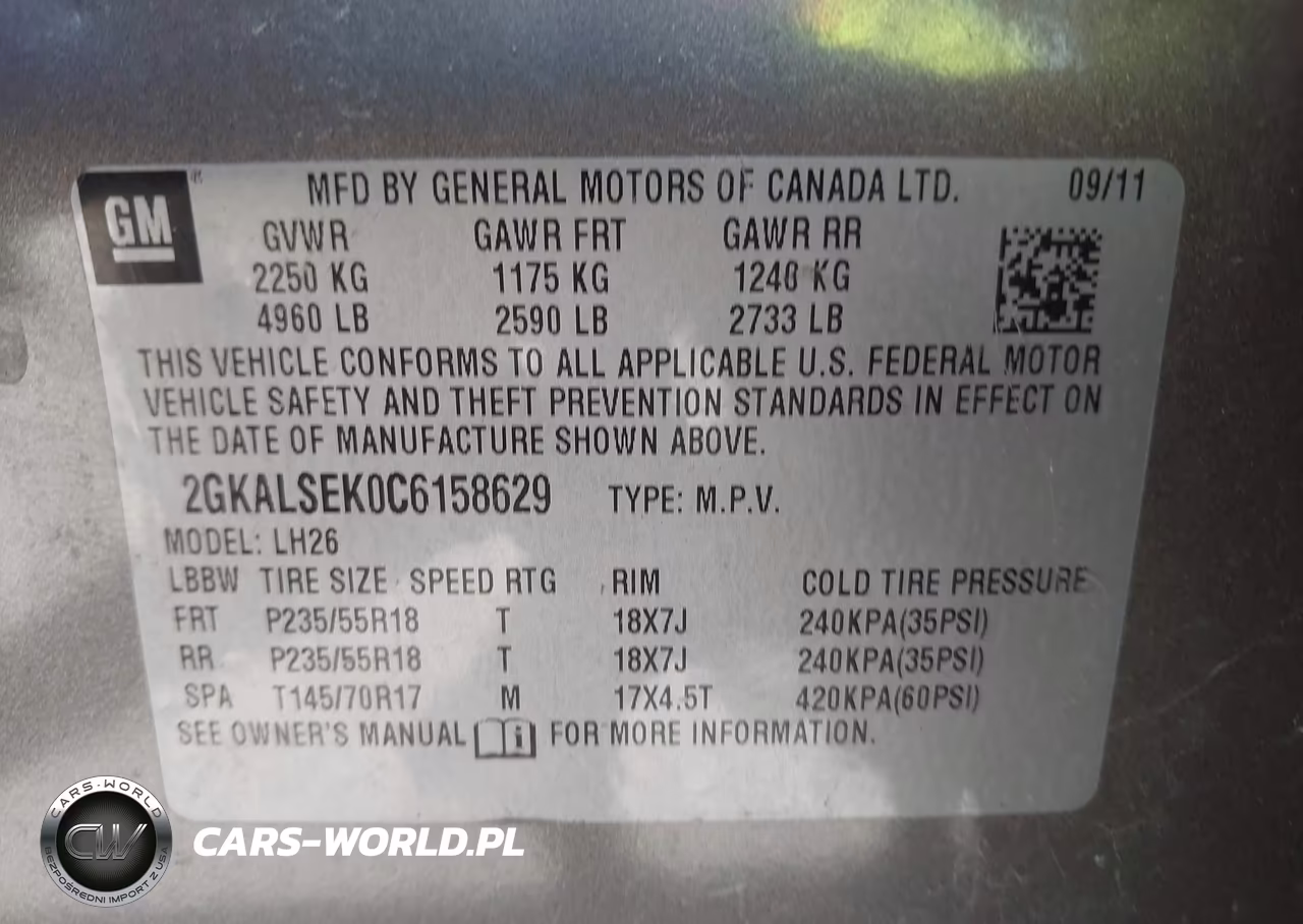2012 GMC Terrain Sle-2 VIN:2GKALSEK0C6158629 - 9