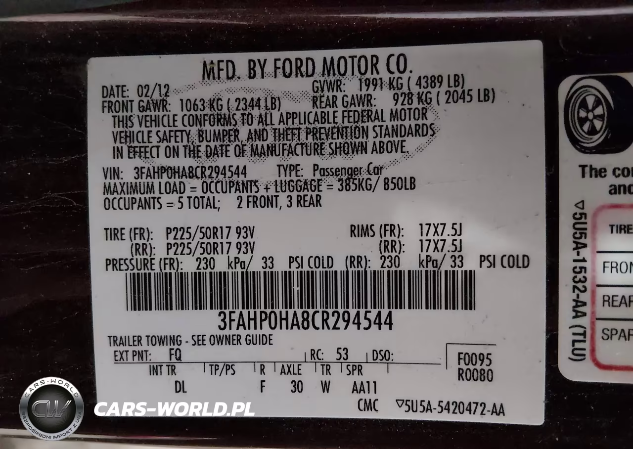 2012 Ford Fusion Se VIN:3FAHP0HA8CR294544 - 9