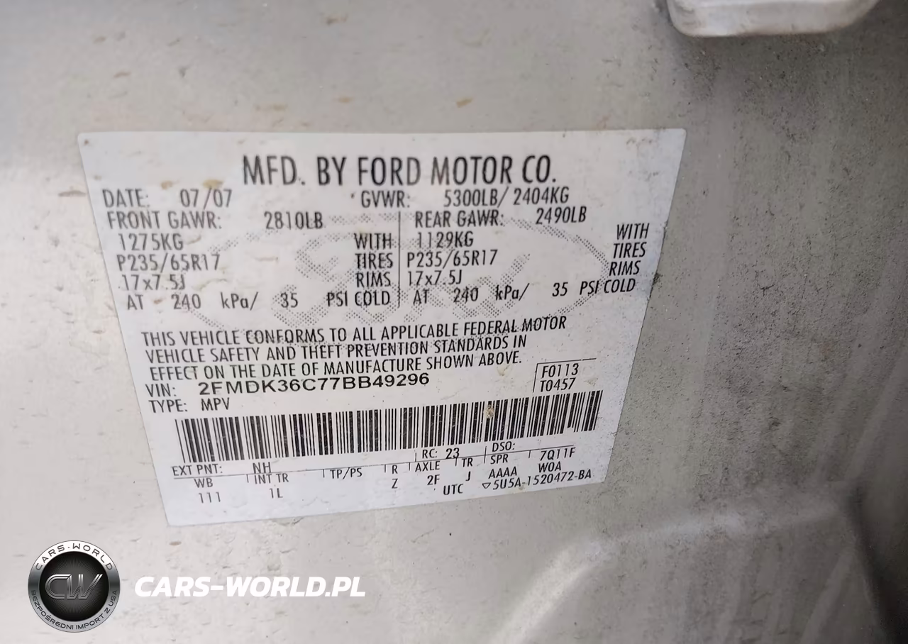 2007 Ford Edge Se VIN:2FMDK36C77BB49296 - 9