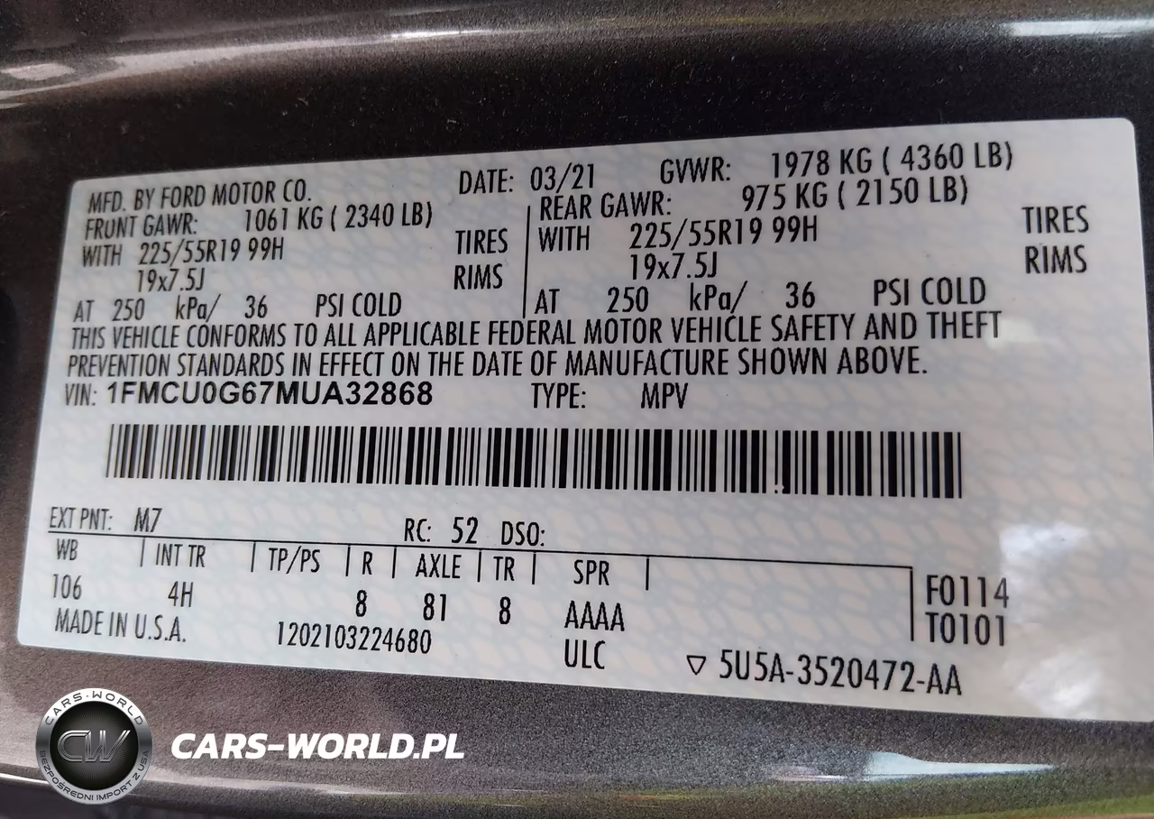 2021 Ford Escape Se VIN:1FMCU0G67MUA32868 - 9