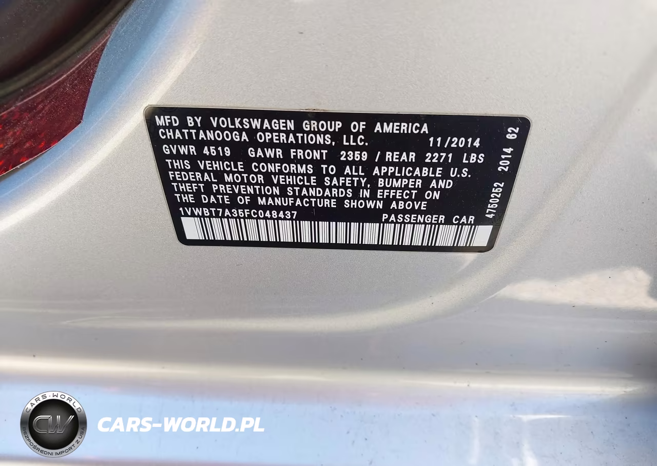 2015 Volkswagen Passat 1.8T Se VIN:1VWBT7A35FC048437 - 9