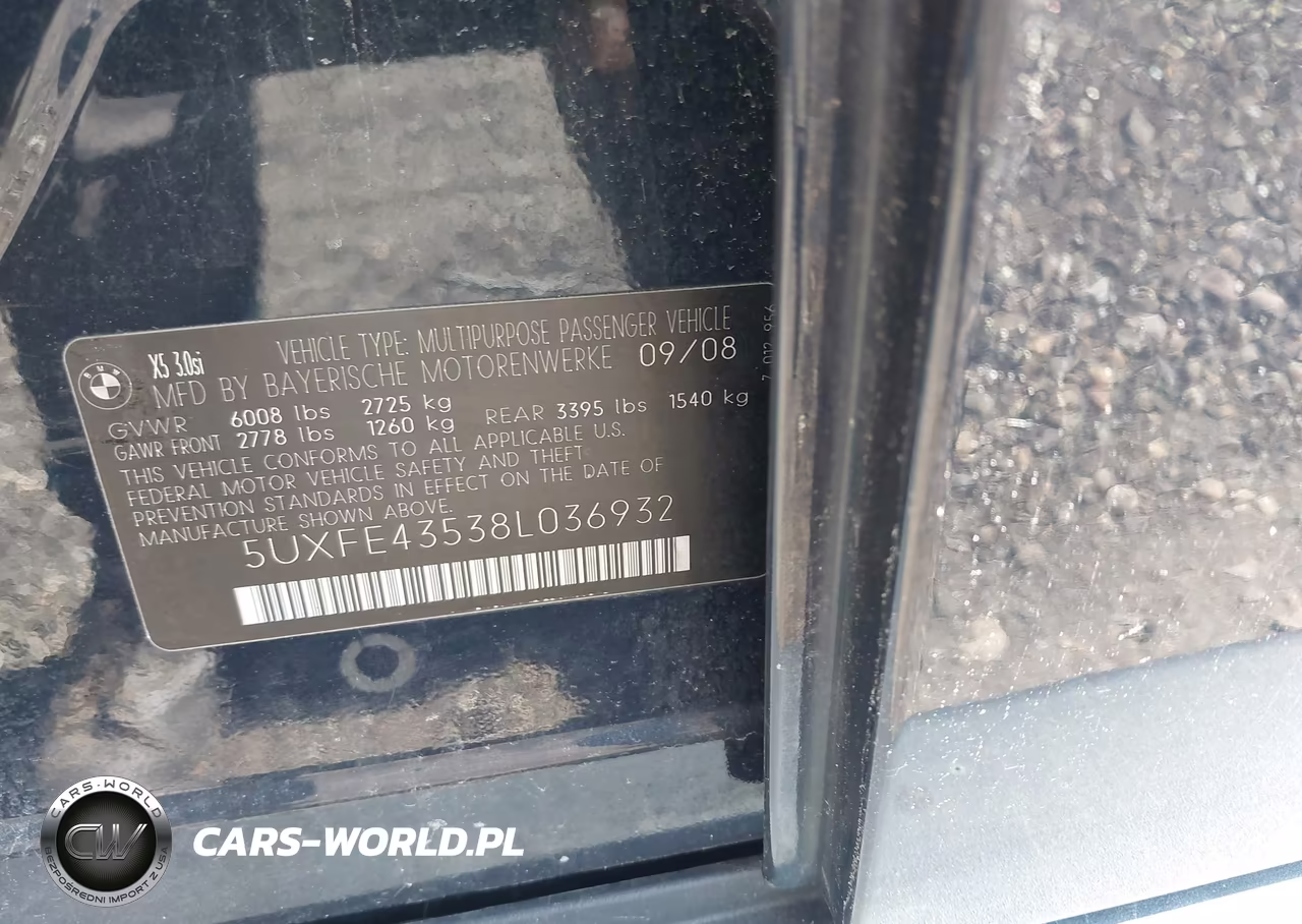 2008 BMW X5 3.0Si VIN:5UXFE43538L036932 - 9