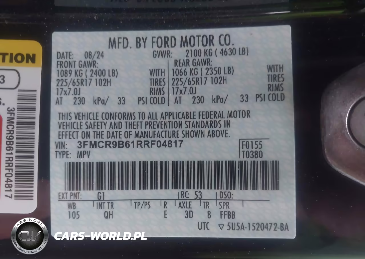 2024 Ford Bronco Sport Big Bend VIN:3FMCR9B61RRF04817 - 9