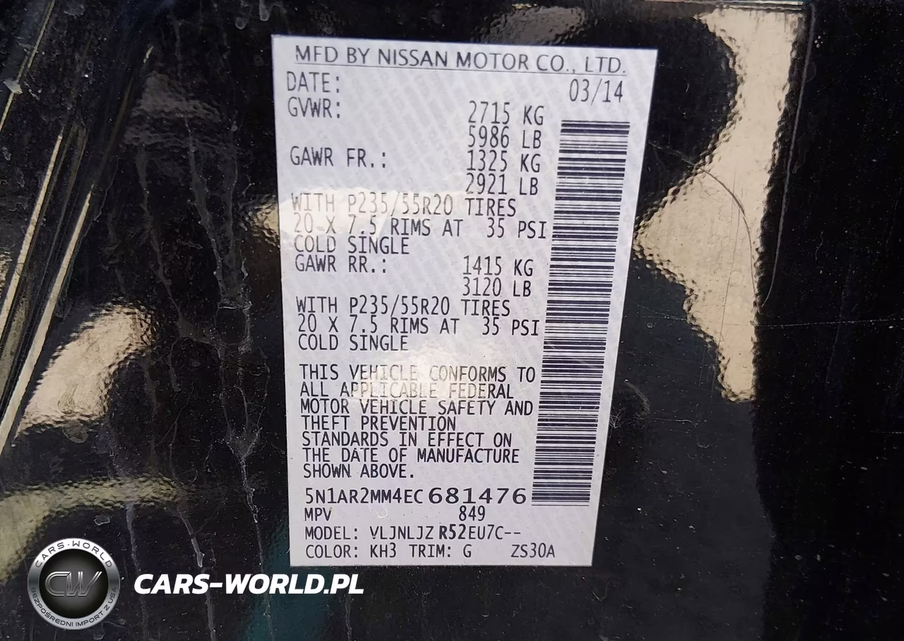 2014 Nissan Pathfinder Platinum VIN:5N1AR2MM4EC681476 - 9