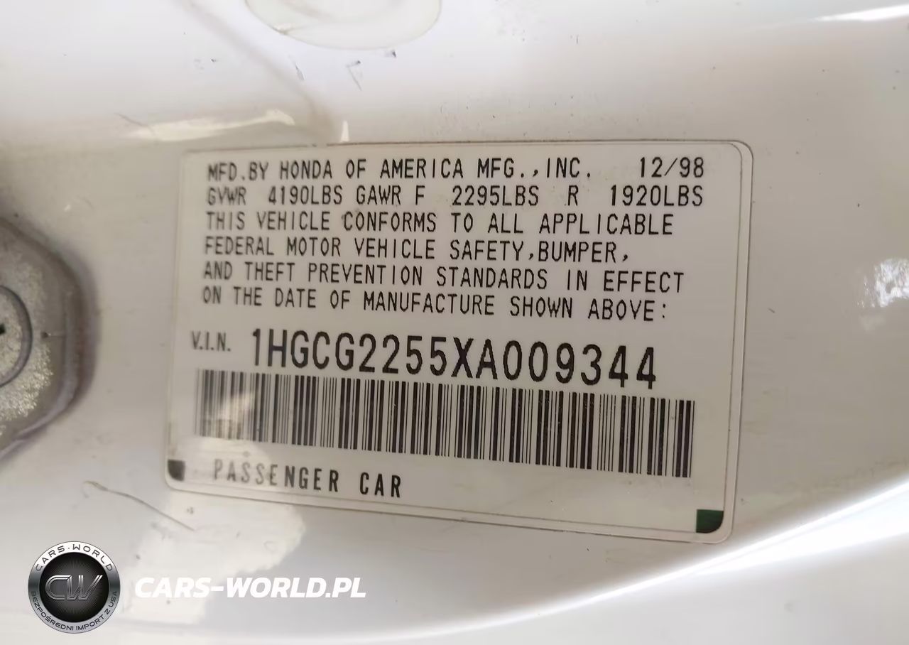 1999 Honda Accord Ex V6 VIN:1HGCG2255XA009344 - 9