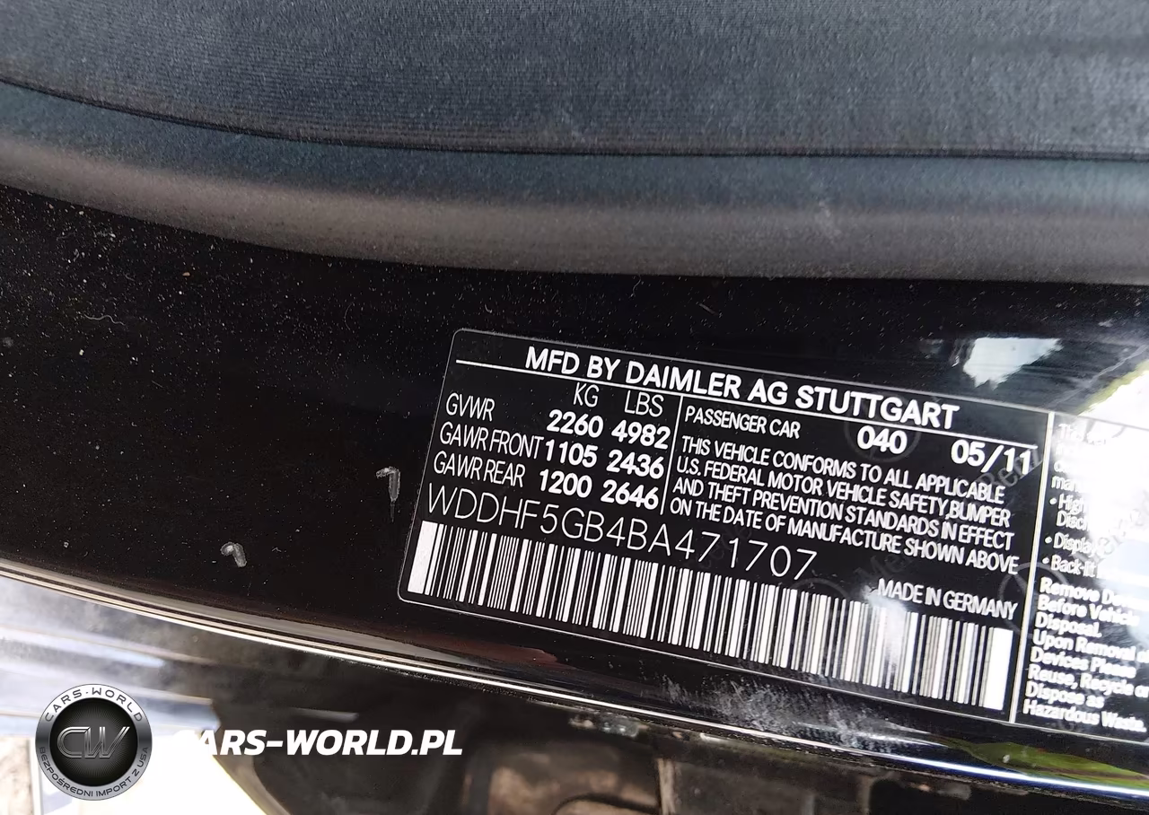 2011 Mercedes-Benz E 350 VIN:WDDHF5GB4BA471707 - 9