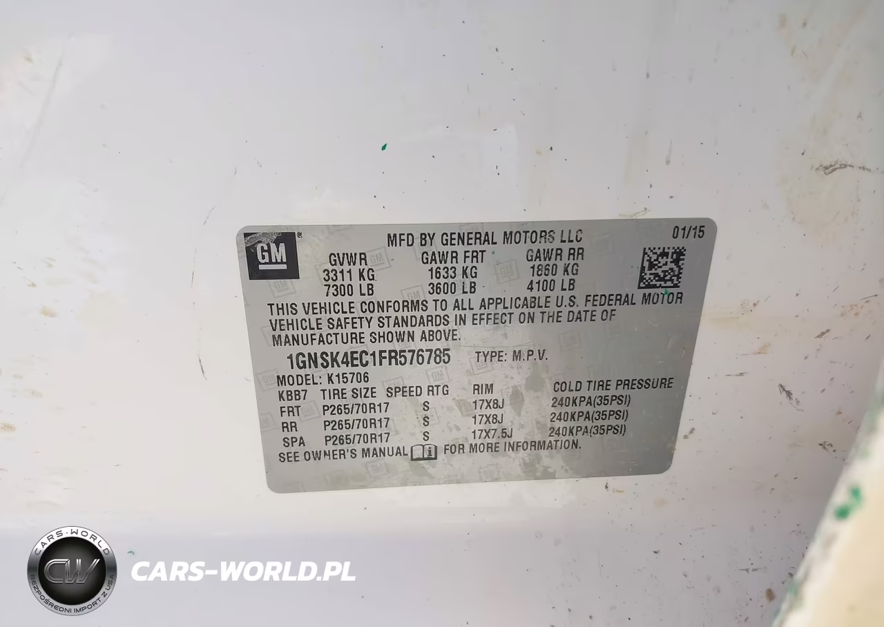 2015 Chevrolet Tahoe Commercial Fleet VIN:1GNSK4EC1FR576785 - 9