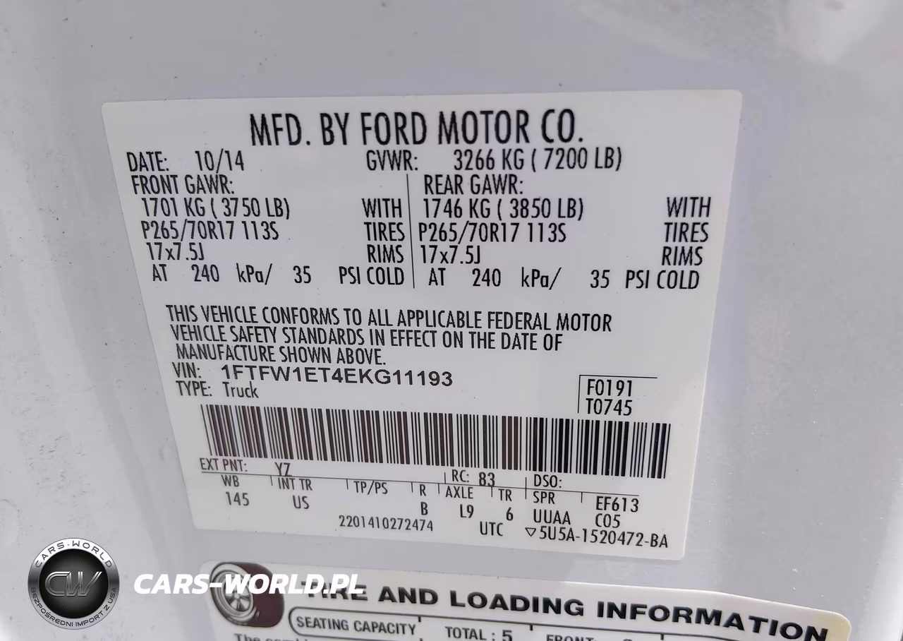 2014 Ford F-150 Xl VIN:1FTFW1ET4EKG11193 - 9