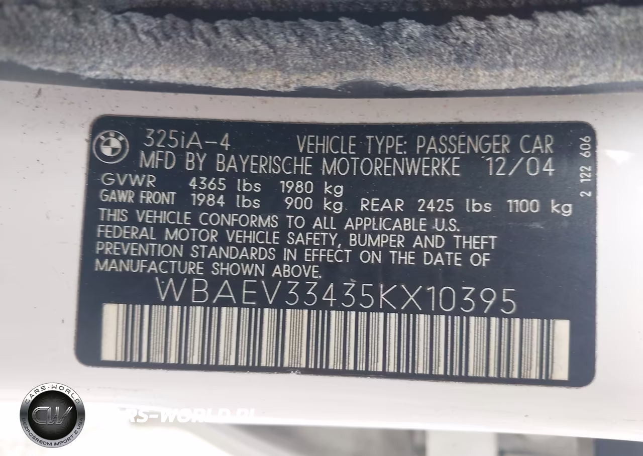 2005 BMW 325I VIN:WBAEV33435KX10395 - 9