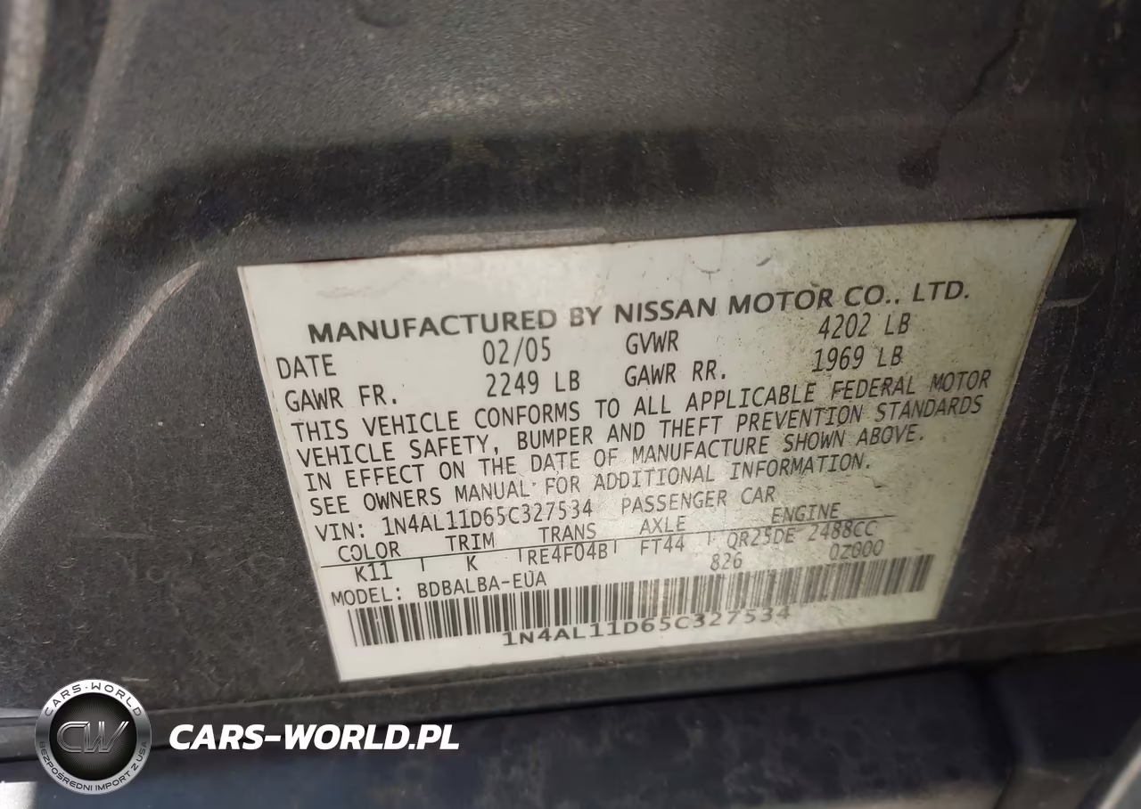 2005 Nissan Altima 2.5 S VIN:1N4AL11D65C327534 - 9
