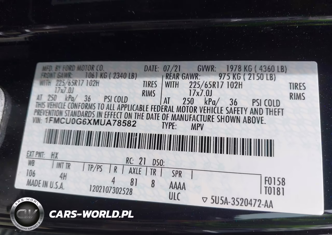 2021 Ford Escape Se VIN:1FMCU0G6XMUA78582 - 9