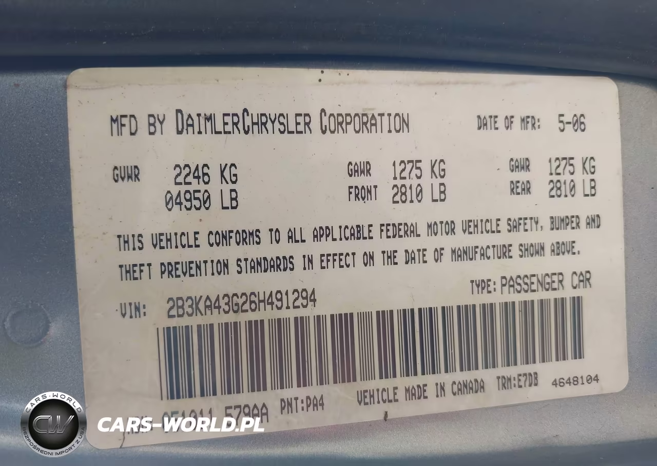 2006 Dodge Charger VIN:2B3KA43G26H491294 - 9