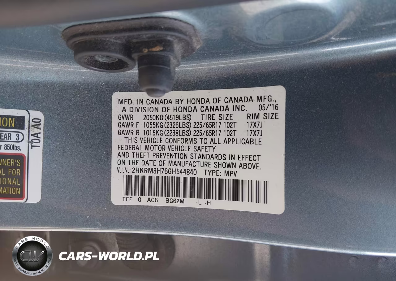 2016 Honda Cr-V Ex-L VIN:2HKRM3H76GH544840 - 9
