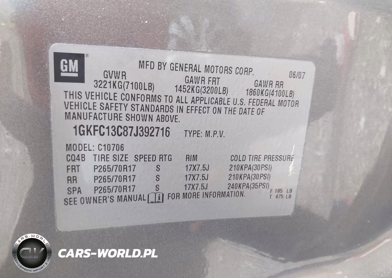 2007 GMC Yukon Sle VIN:1GKFC13C87J392716 - 9