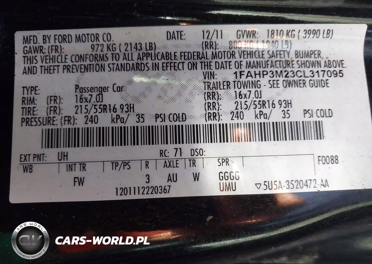 2012 Ford Focus Sel VIN:1FAHP3M23CL317095 - 9
