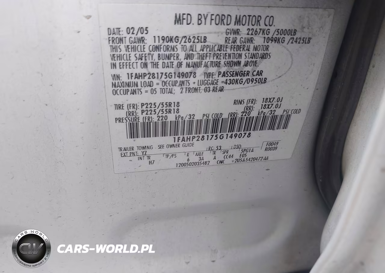 2005 Ford Five Hundred Limited VIN:1FAHP28175G149078 - 9