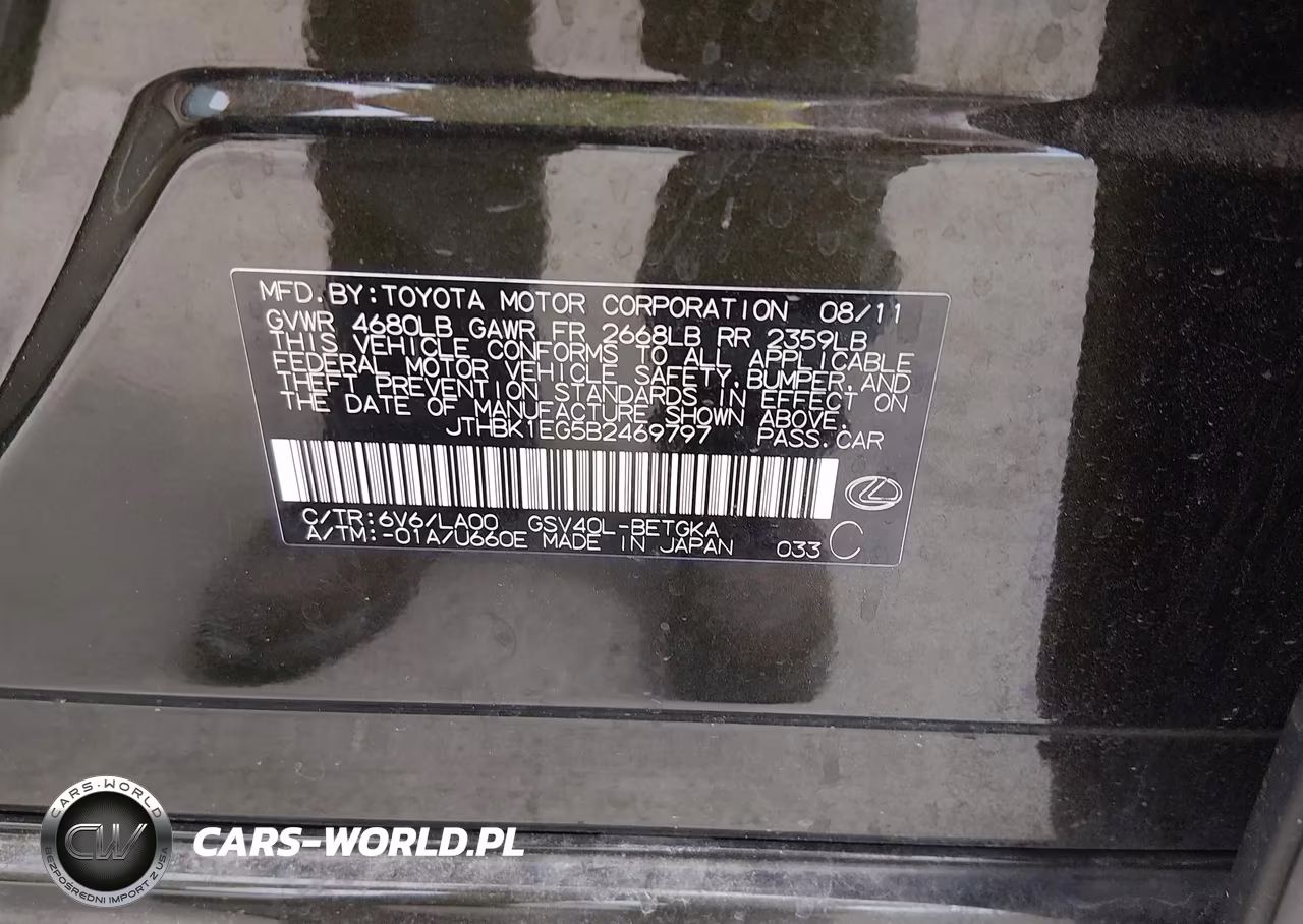 2011 Lexus Es 350 VIN:JTHBK1EG5B2469797 - 9