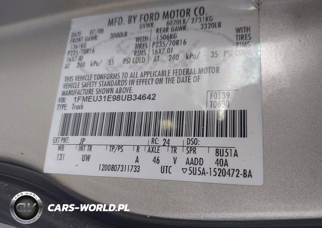 2008 Ford Explorer Sport Trac Xlt VIN:1FMEU31E98UB34642 - 9