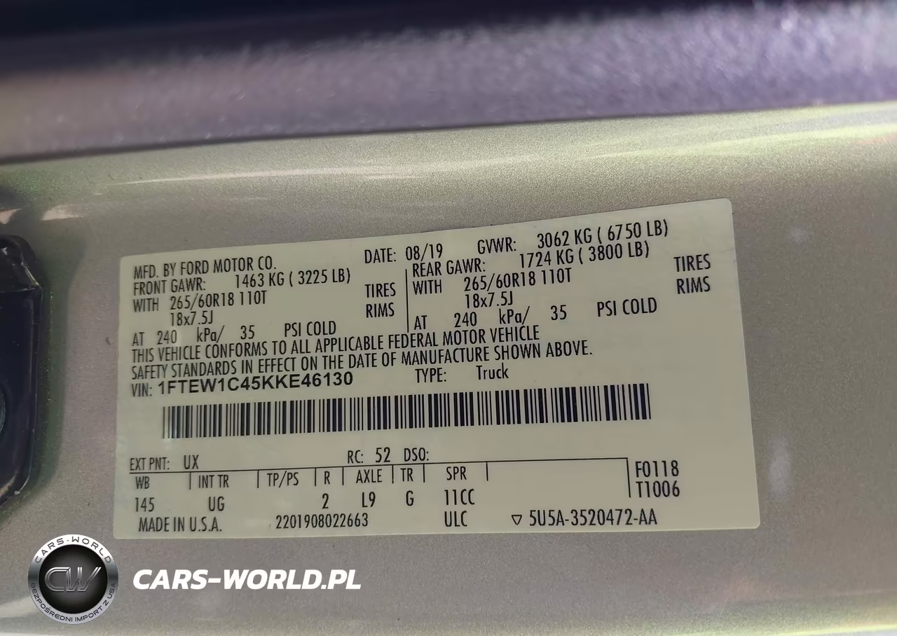 2019 Ford F-150 Xlt VIN:1FTEW1C45KKE46130 - 9